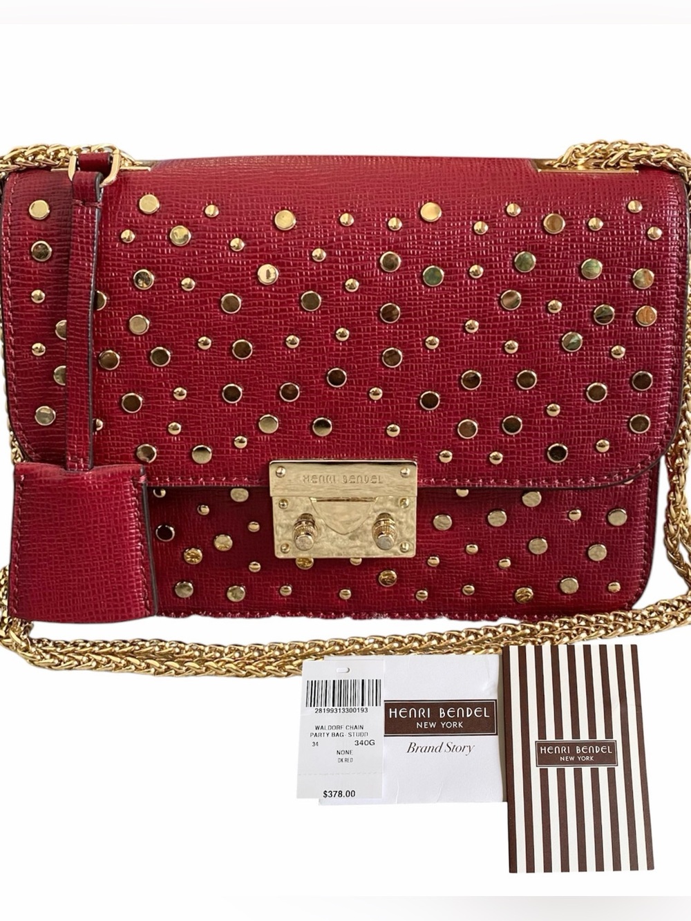 Henri Bendel Waldorf chain party studded leather bag